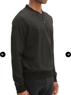 Robert Barakett Men’s Quarter Zip Pullover XL Black Textured Knit Like New